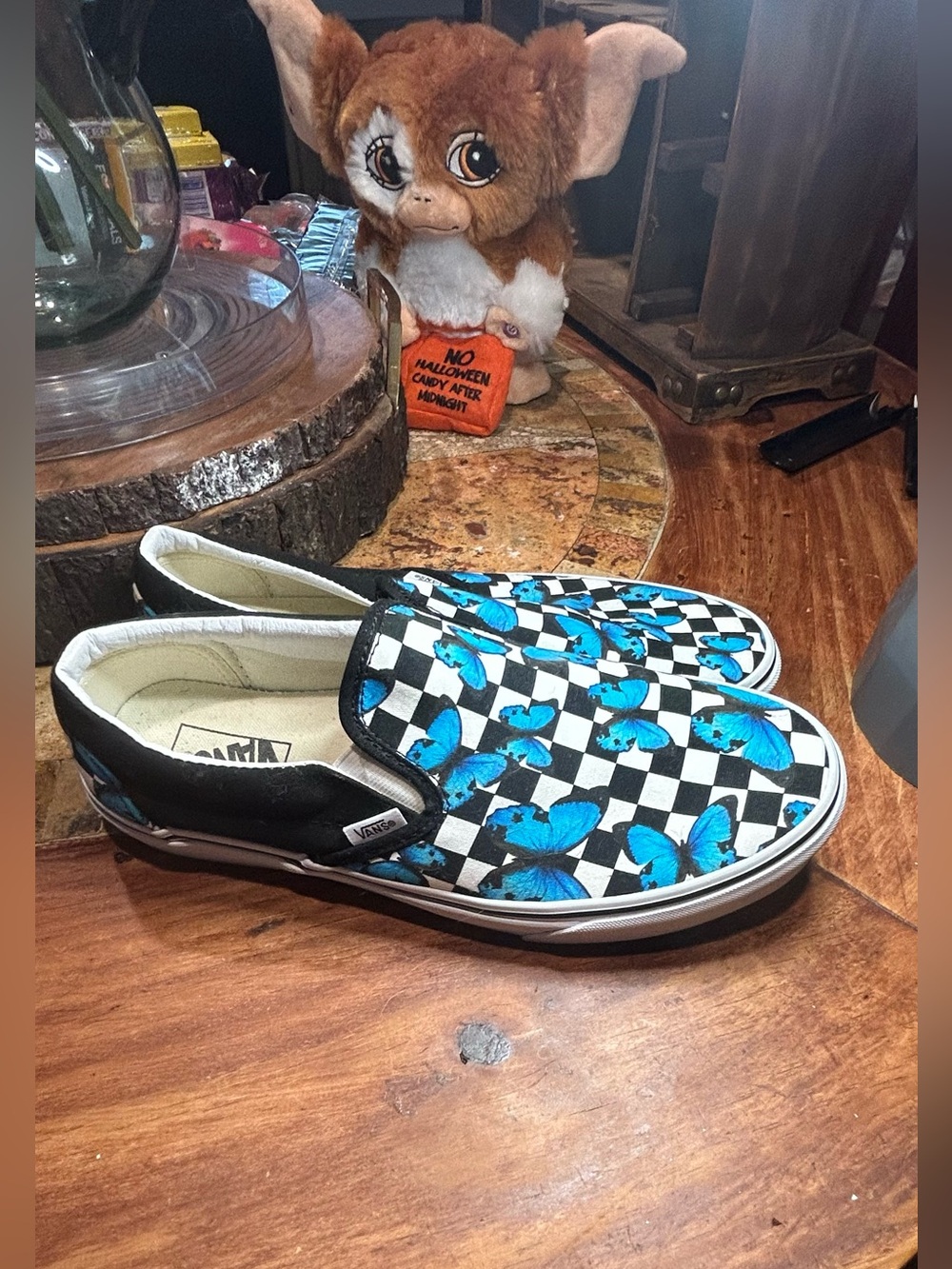 Vans Black/Blue Butterfly Checkered Unisex size 9.5 men 11 women Excellent con - Picture 2 of 13